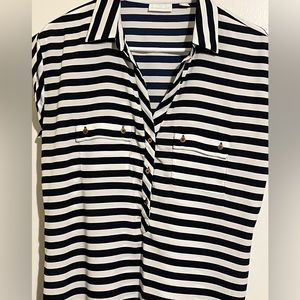 Lightweight sleeveless striped blouse in medium.